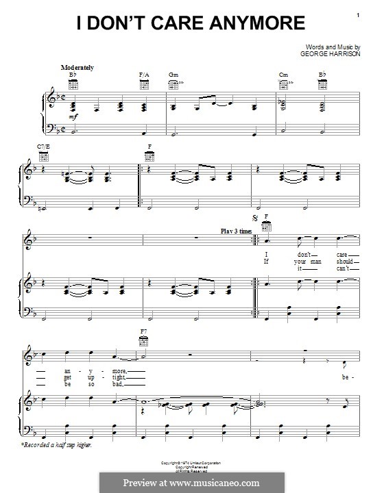 I don't Care Anymore by G. Harrison - sheet music on MusicaNeo