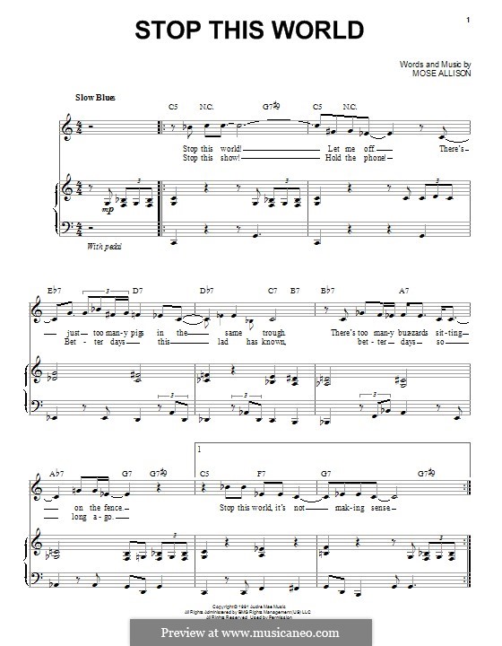 Stop This World (Diana Krall) by M. Allison - sheet music on MusicaNeo