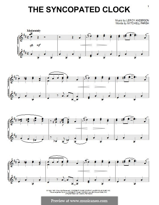 The Syncopated Clock by L. Anderson - sheet music on MusicaNeo