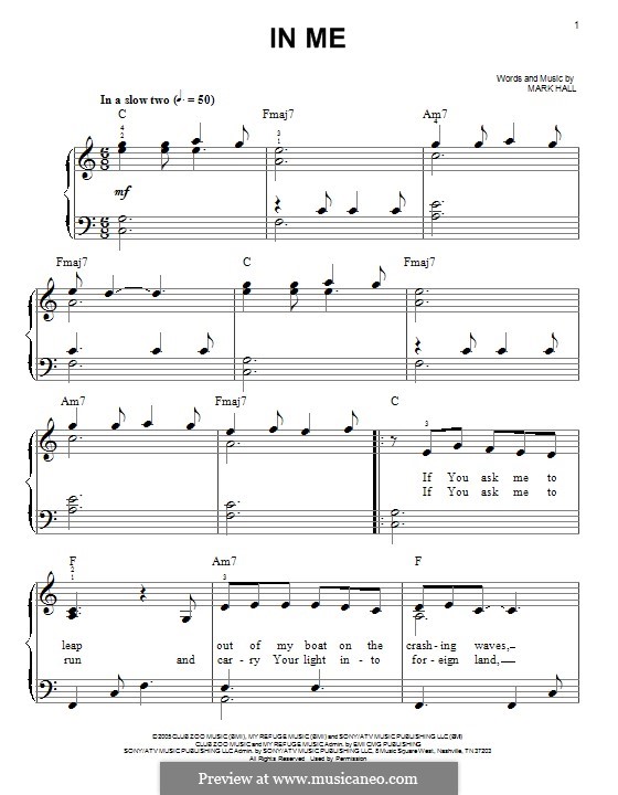 In Me (Casting Crowns) by M. Hall - sheet music on MusicaNeo