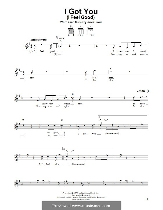 I Got You I Feel Good By J Brown Sheet Music On Musicaneo