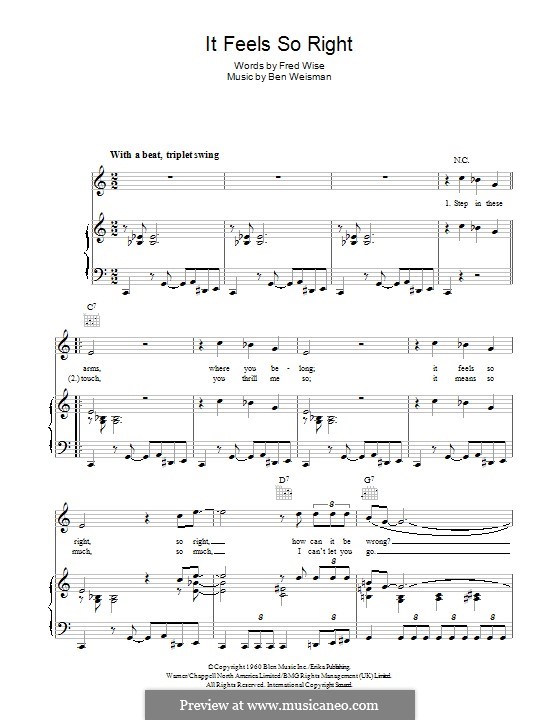 It Feels So Right by B. Weisman - sheet music on MusicaNeo