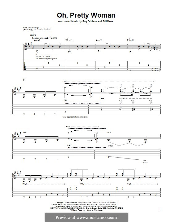 Oh, Pretty Woman by B. Dees, R. Orbison - sheet music on MusicaNeo