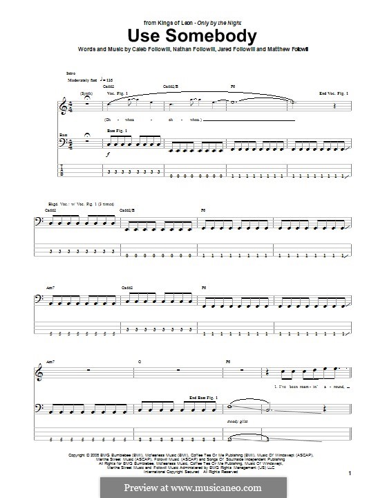 kings of leon use somebody guitar tab