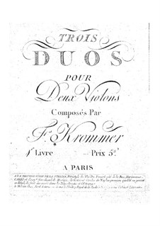 Three Duos for Two Violins, Op.1 by F. Krommer - free download on MusicaNeo