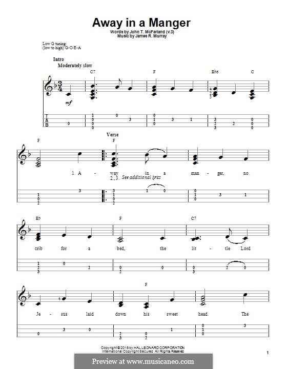 Away in a Manger (Printable Scores) by J.R. Murray on MusicaNeo