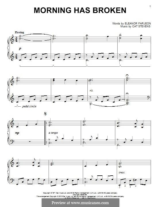 Morning Has Broken by C. Stevens - sheet music on MusicaNeo