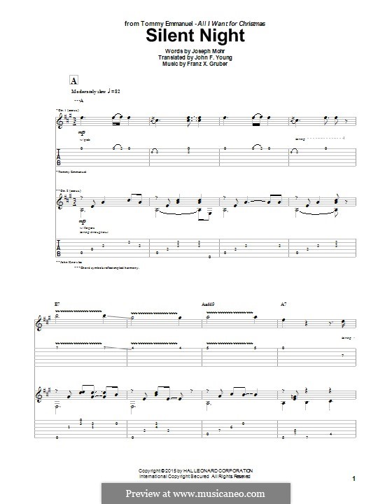 Guitar version (Silent Night) by F.X. Gruber - sheet music on MusicaNeo