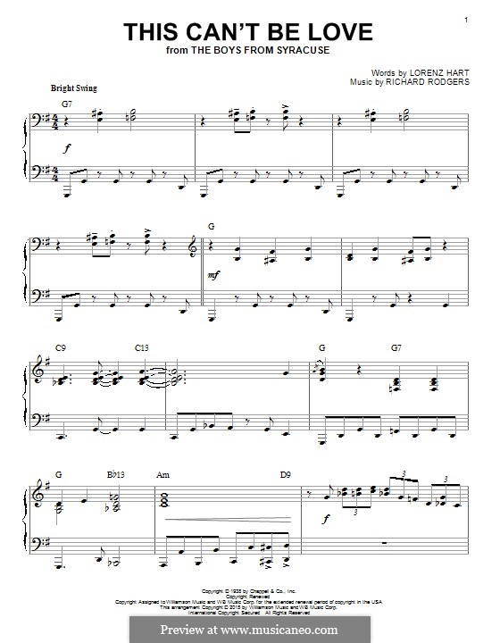 This Can't Be Love by R. Rodgers - sheet music on MusicaNeo
