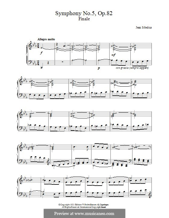 Symphony No.5, Op.82 by J. Sibelius - sheet music on MusicaNeo