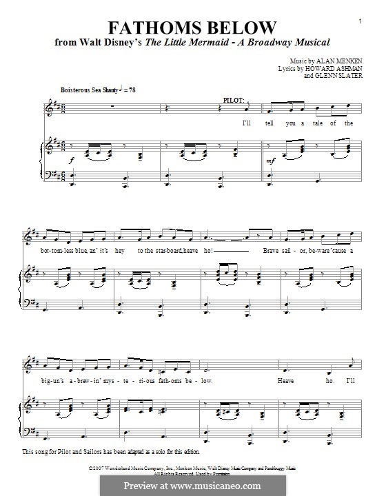 Fathoms Below (Stage Show) by A. Menken - sheet music on MusicaNeo