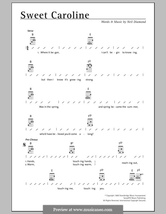 Sweet Caroline by N. Diamond - sheet music on MusicaNeo