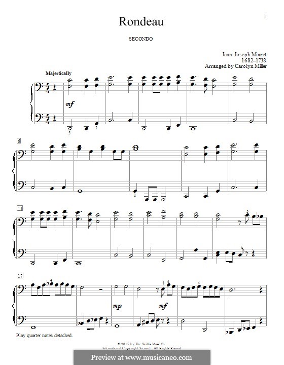 Rondo (Rondeau) by J. Mouret - sheet music on MusicaNeo