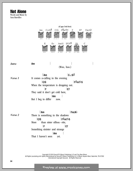 Not Alone by S. Bareilles - sheet music on MusicaNeo