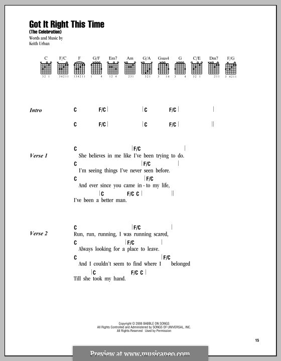 Got It Right This Time by K. Urban - sheet music on MusicaNeo