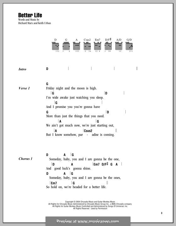 Better Life by K. Urban, R. Marx - sheet music on MusicaNeo