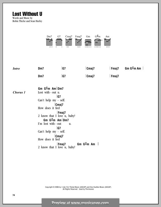 Lost Without U By S Hurley Sheet Music On Musicaneo
