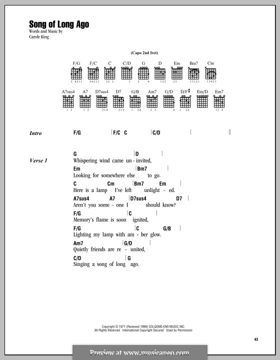 Song of Long Ago by C. King - sheet music on MusicaNeo