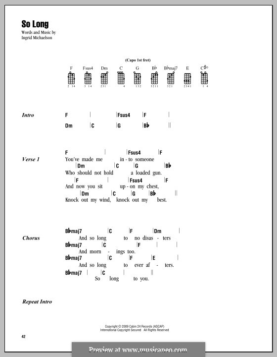 So Long by I. Michaelson - sheet music on MusicaNeo