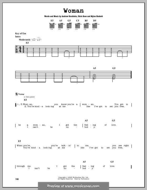 Woman (Wolfmother) by A. Stockdale, C. Ross, M. Heskett on MusicaNeo