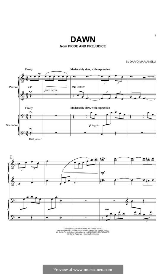 Dawn by D. Marianelli - sheet music on MusicaNeo