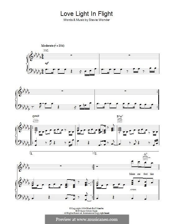 Love Light in Flight by S. Wonder - sheet music on MusicaNeo