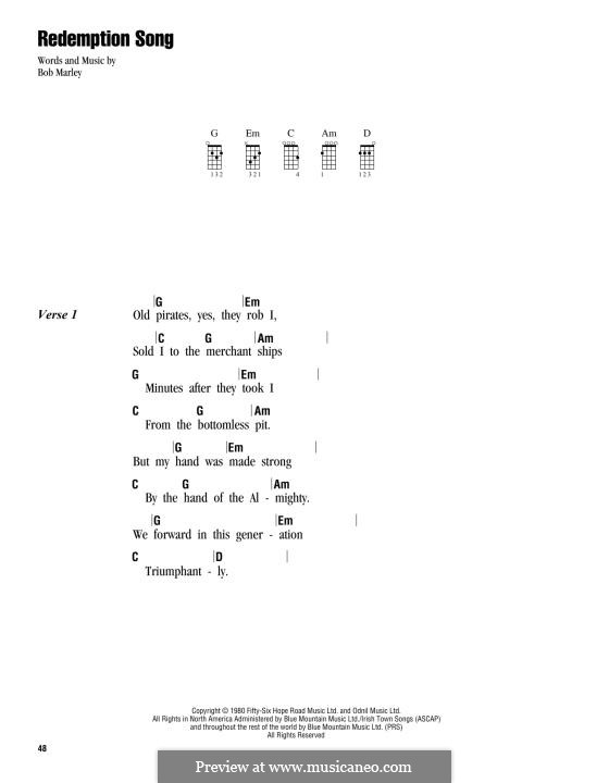 Redemption Song By B. Marley - Sheet Music On MusicaNeo