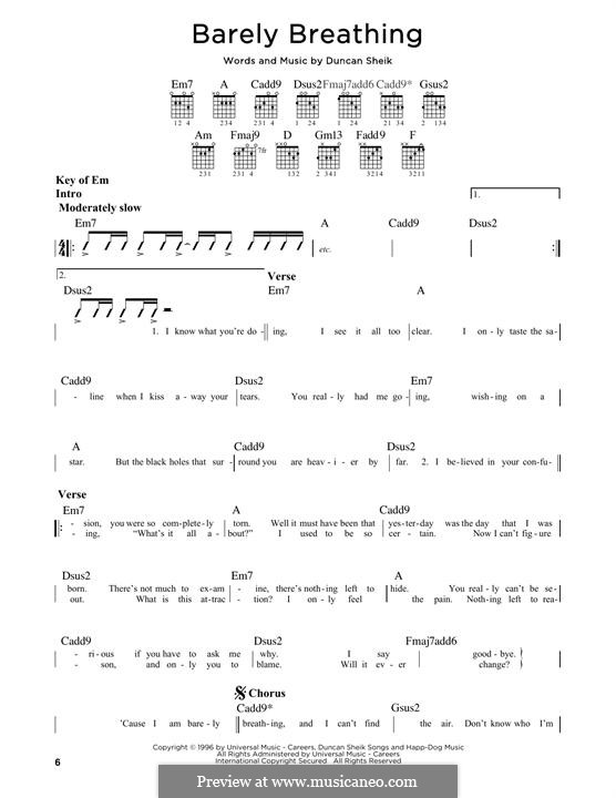 Barely Breathing by D. Sheik - sheet music on MusicaNeo