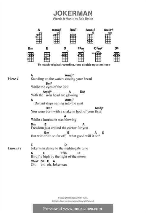 Jokerman by B. Dylan - sheet music on MusicaNeo