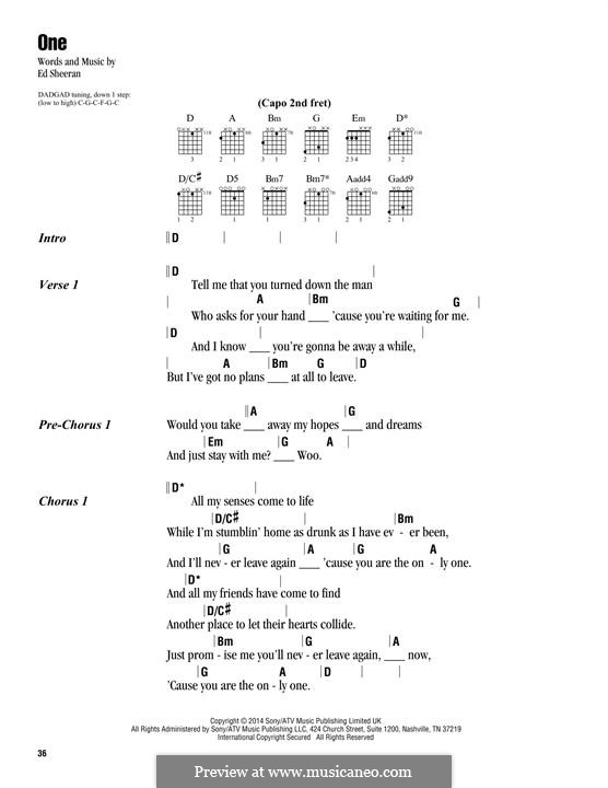 One By E. Sheeran - Sheet Music On Musicaneo