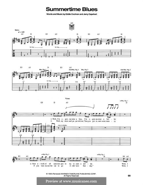 Summertime Blues by J. Capehart - sheet music on MusicaNeo