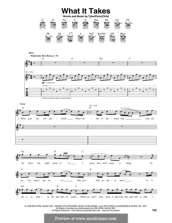 What It Takes (Aerosmith) by J. Perry, S. Tyler - sheet music on MusicaNeo