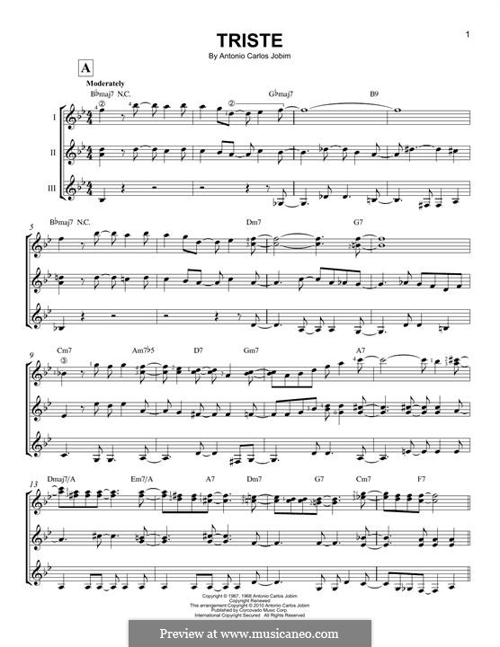 Triste by A.C. Jobim - sheet music on MusicaNeo