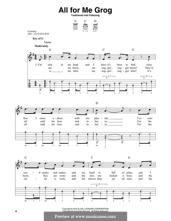 All for Me Grog by folklore - sheet music on MusicaNeo