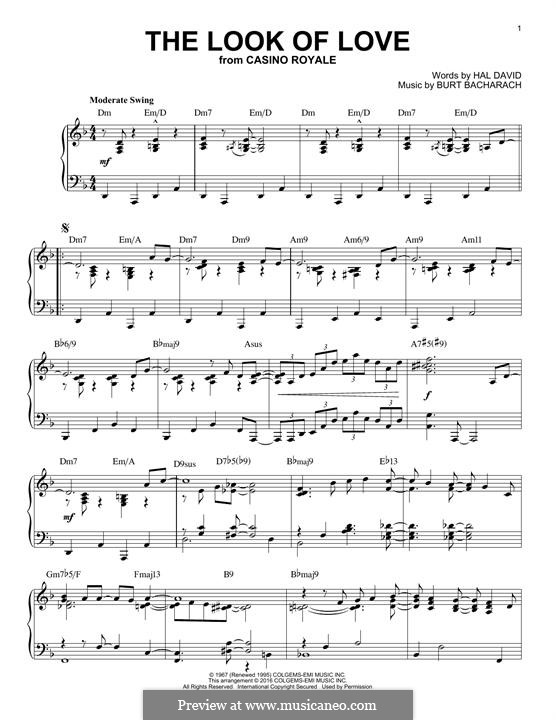 The Look Of Love By B Bacharach Sheet Music On Musicaneo 