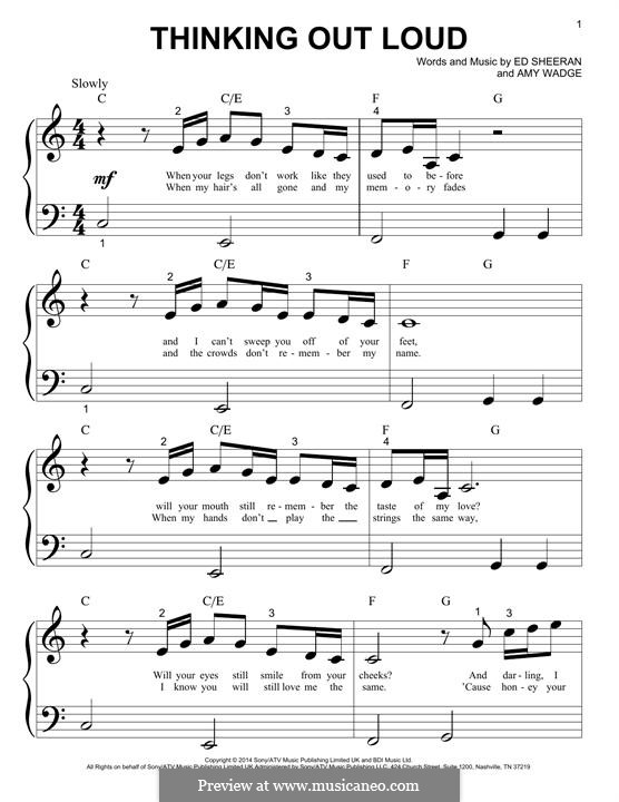 Thinking Out Loud By E. Sheeran, A. Wadge - Sheet Music On Musicaneo