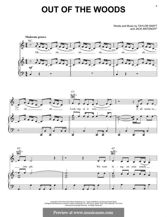 Out of the Woods by T. Swift, J. Antonoff - sheet music on MusicaNeo