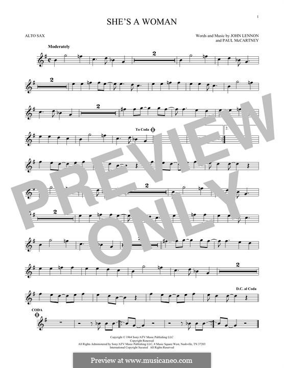 John Lennon - Woman - Sheet Music For Alto Saxophone