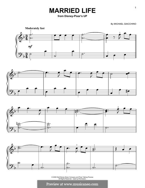 Married Life by M. Giacchino - sheet music on MusicaNeo