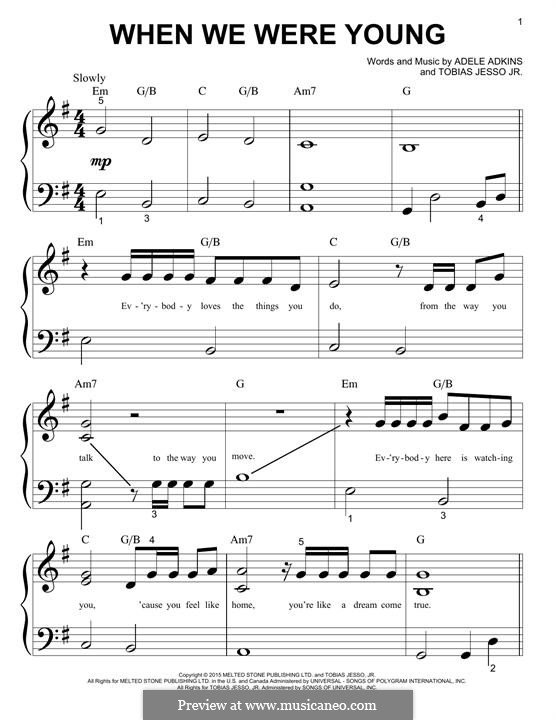 When We Were Young by Adele, T. Jesso - sheet music on MusicaNeo