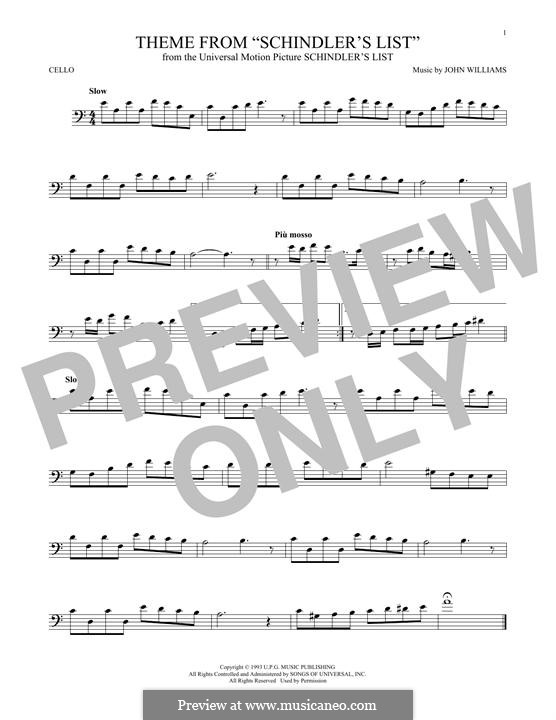 Theme from Schindler's List by J. Williams - sheet music on MusicaNeo