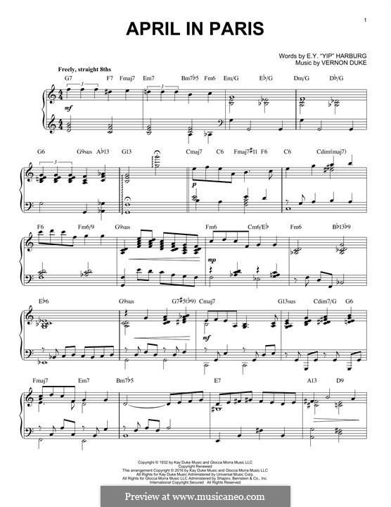 April in Paris by V. Duke - sheet music on MusicaNeo