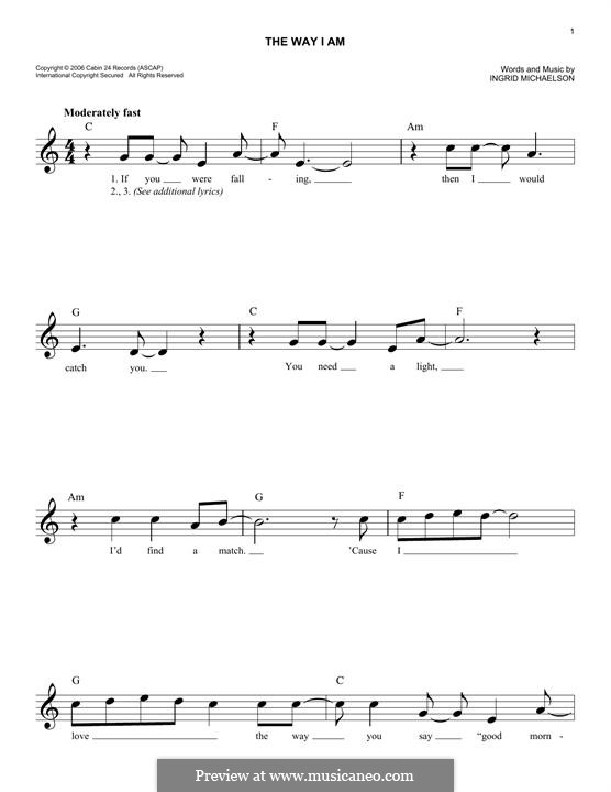 The Way I Am By I Michaelson Sheet Music On Musicaneo