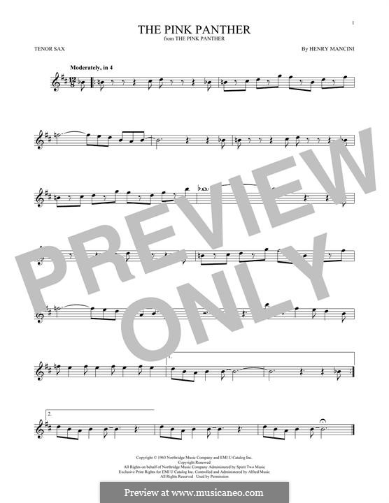 Pink panther tenor store saxophone sheet music