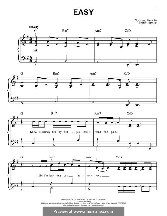 Easy (The Commodores) by L. Richie sheet music on MusicaNeo