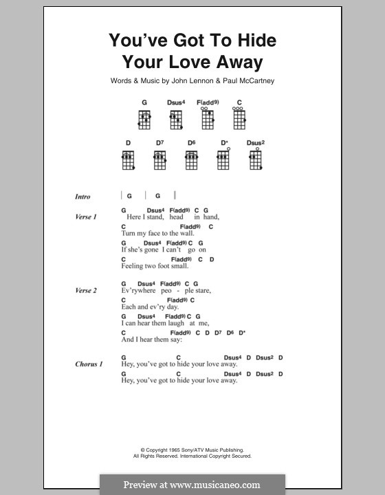 You've Got To Hide Your Love Away - Guitar Chords/Lyrics