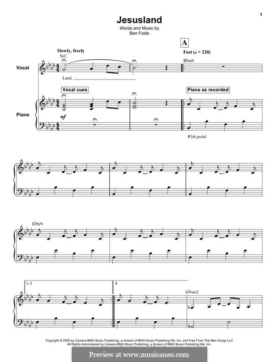 Jesusland By B. Folds - Sheet Music On MusicaNeo