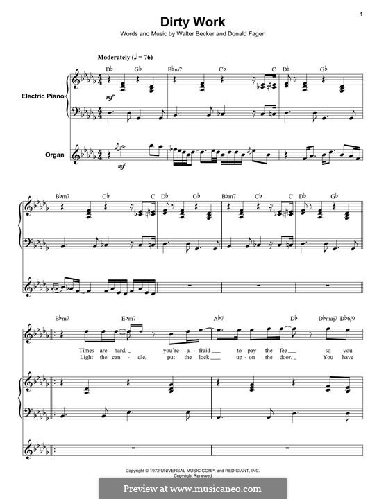 Dirty Work (Steely Dan) by D. Fagen, W. Becker - sheet music on MusicaNeo