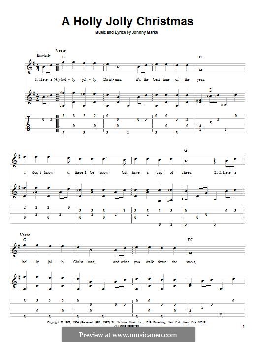 jolly holly guitar musicaneo interactive score sheet tab