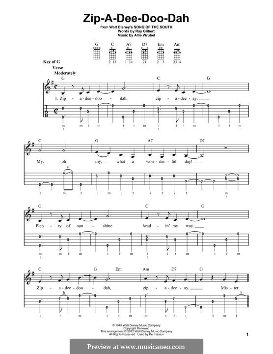 Zip-A-Dee-Doo-Dah by A. Wrubel - sheet music on MusicaNeo